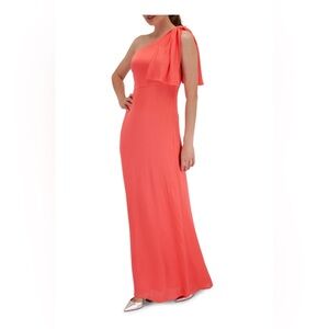 NWT SACHIN + BABI Chelsea Coral Crinkle Crepe One Shoulder Gown Sz 6